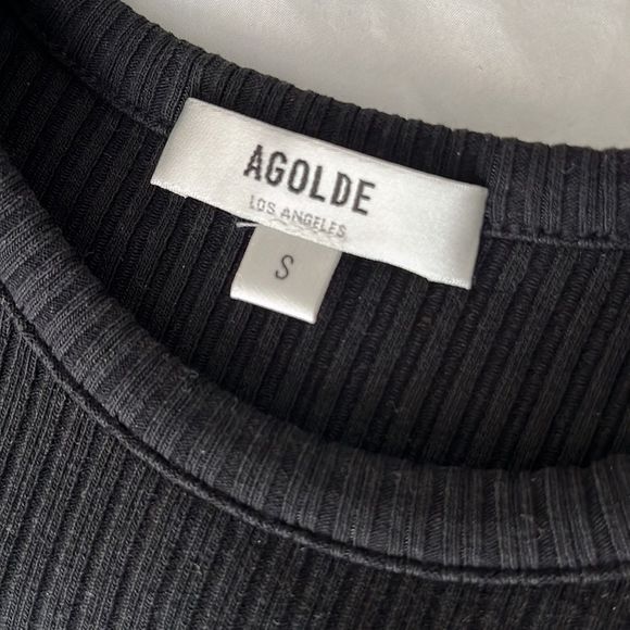 Agolde Alma Shrunken Crew Neck Tee Black Size Small - Picture 6 of 8